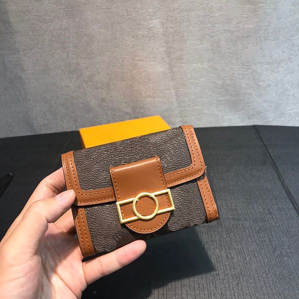 pink sugao designer wallet short type luxury wallet 2020 new fashion letter and flower prined brand wallet with box, Red;black